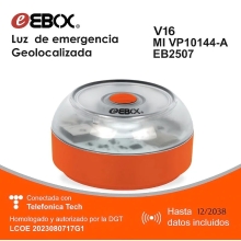Luz de emergencia baliza geolocalizable eBox V16 IoT DGT EB2508 con funda