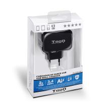Cargador USB TooQ 2xUSB 5V 3.4A negro