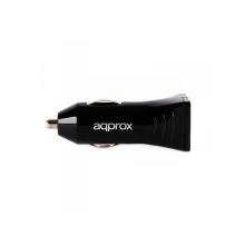 Cargador Approx para coche 2xUSB 5V/3.1Ah negro
