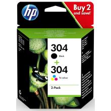 Pack 2 cartuchos originales HP 304 color y negro