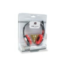 Auriculares con micrófono Conceptronic USB negro/rojo
