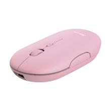 Ratón inalámbrico Trust Puck recargable fino rosa