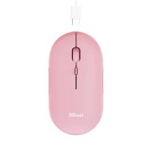 Ratón inalámbrico Trust Puck recargable fino rosa