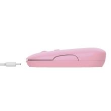 Ratón inalámbrico Trust Puck recargable fino rosa