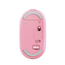 Ratón inalámbrico Trust Puck recargable fino rosa