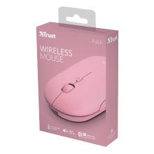 Ratón inalámbrico Trust Puck recargable fino rosa