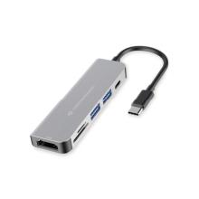 Adaptador Conceptronic USB Tipo C a 1xHDMI 1xUSB-C PD 60W 2xUSB-A 3.0 1xLector de tarjetas