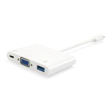 Adaptador Equip USB tipo C a 1xVGA hembra, 1xUSB-A 3.0, 1xUSB-C PD 60W