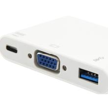 Adaptador Equip USB tipo C a 1xVGA hembra, 1xUSB-A 3.0, 1xUSB-C PD 60W