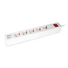 Regleta Equip con 5 tomas + 2xUSB-A 1.5m blanca