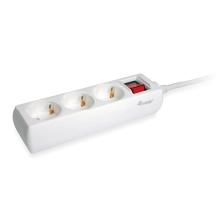 Regleta Equip con 3 tomas con interructor 1.5m blanca
