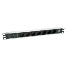 Regleta alimentación Equip rack 19" 1U 7 tomas 2x USB con protección