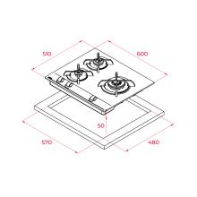 TEKA GBC 63010 KBN PLACA DE GAS 3 ZONAS CRISTAL