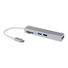 Adaptador Equip USB tipo C a 1xHDMI 3xUSB-A 3.0 + lector de tarjetas