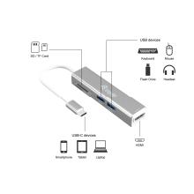 Adaptador Equip USB tipo C a 1xHDMI 3xUSB-A 3.0 + lector de tarjetas