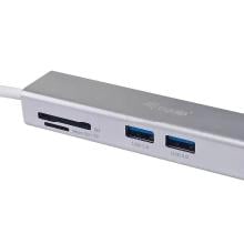 Adaptador Equip USB tipo C a 1xHDMI 3xUSB-A 3.0 + lector de tarjetas