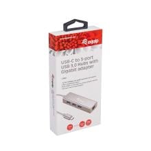 Adaptador Equip tipo C a 3xUSB-A 3.0 1xRJ45 gigabit