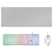 Pack teclado + ratón y alfombrilla Mars Gaming MCPX blanco