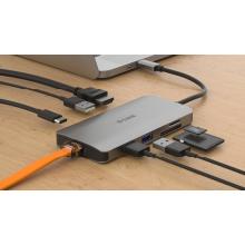 Adaptador USB tipo C D-LINK DUB-M810 1xHDMI 4K 1xUSB-C Pd 100w Thunderbolt 3 3xUSB-A 3.0 1xRj45 Lector De Tarjetas