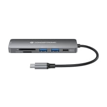 Adaptador USB tipo C Conceptronic 1xHDMI 1xUSB-C Pd 100w 2xUSB-A 1xlector Sd 1xlector Microsd