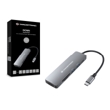 Adaptador USB tipo C Conceptronic 1xHDMI 1xUSB-C Pd 100w 2xUSB-A 1xlector Sd 1xlector Microsd