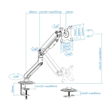 Soporte de mesa TooQ DB4032TNR-W 17" a 32" con brazo blanco