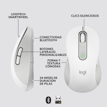 Ratón inalámbrico Logitech M650 4000 DPI blanco