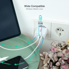 Cargador TooQ USB-C/PD 20W USB-A / Tipo C 18W