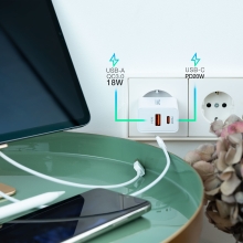 Cargador TooQ USB-C/PD 20W USB-A / Tipo C 18W