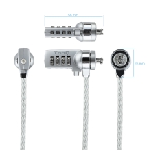 Cable de seguridad de portátil tipo Kensington TooQ con combinación 1.5m