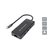 Adaptador USB tipo C Conceptronic 2xHDMI 1xUSB-C PD 100W 3xUSB-A 1xGb RJ45