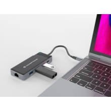 Adaptador USB tipo C Conceptronic 2xHDMI 1xUSB-C PD 100W 3xUSB-A 1xGb RJ45