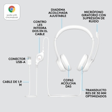 Auriculares Logitech H390 USB blanco