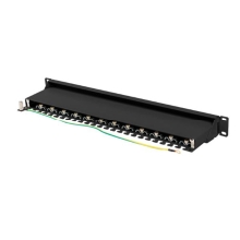 PATCH PANEL LANBERG 24 PUERTOS 1U 19" CAT.7 FTP NEGRO