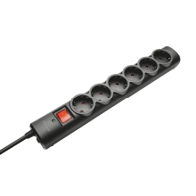 Regleta Trust 6 tomas Schuko Protección Interruptor negro 21059