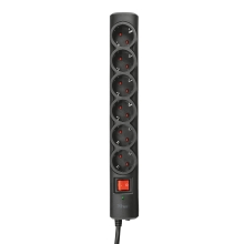 Regleta Trust 6 tomas Schuko Protección Interruptor negro 21059