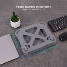 Soporte elevador para portátil Tooq Tqlrs0033-al ergonómico plegable regulable 11"-17.3" gris