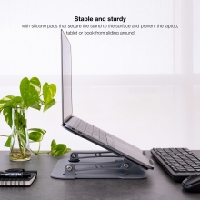 Soporte elevador para portátil Tooq Tqlrs0033-al ergonómico plegable regulable 11"-17.3" gris