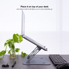 Soporte elevador para portátil Tooq Tqlrs0033-al ergonómico plegable regulable 11"-17.3" gris