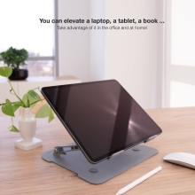 Soporte elevador para portátil Tooq Tqlrs0033-al ergonómico plegable regulable 11"-17.3" gris