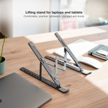 Soporte elevador para portatil Tooq Tqlrs0033-al Ultra-plegable regulable 11-15" gris