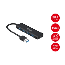 Hub USB Equip Life a 4 puertos USB 3.2, 1 puerto USB-C + adaptador