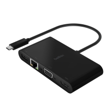 Adaptador USB tipo C Belkin 1x HDMI 4k 1xVGA 1xUSB-A 3.0 1x1GB Rj45 1xUSB-C Pd 100w