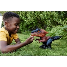 Figura mattel jurassic world dinosaurio desenjaulado en llamas