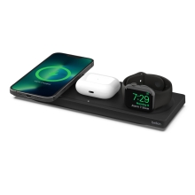 Base de carga inalámbrica Belkin MagSafe 3 en 1 para Apple iPhone, AirPods, y Apple Watch negro