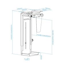 Soporte de CPU suspendido TooQ TQMUD01 ajustable para equipos de 300-533 mm alto 88-203 mm