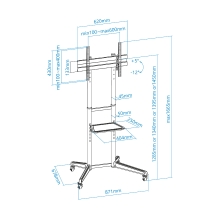 Soporte de suelo con ruedas TooQ FS1170M-B 37" a 70" negro