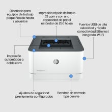 Impresora HP LaserJet Pro 3002dw A4 33ppm WiFi dúplex