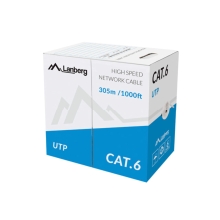 Bobina de cable de red Lanberg Cat6 UTP 305M rigido CCA gris