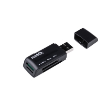 Lector de tarjetas Natec mini ant 3 sdhc mmc m2 microsd usb 2.0 negro